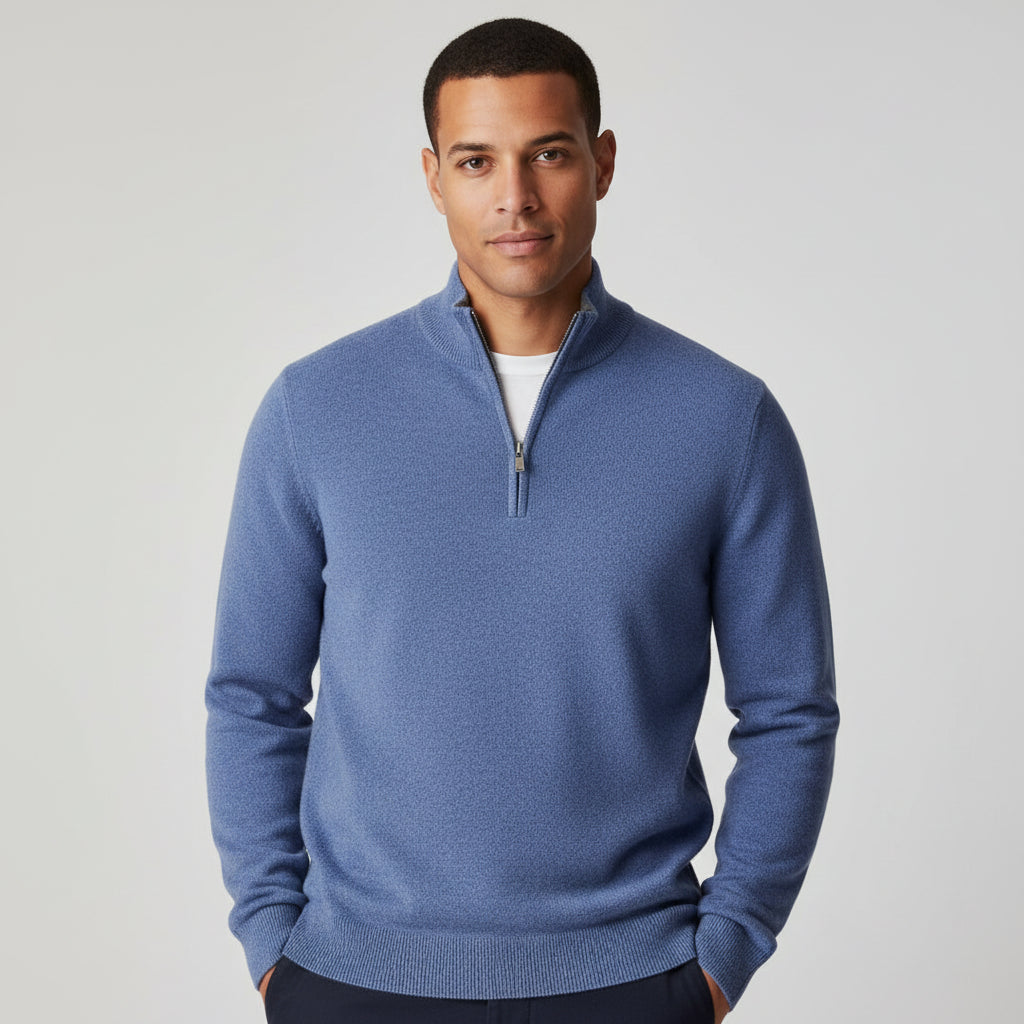 MAROWEN | Men’s Slim Knitted Sweater Quarter-Zip