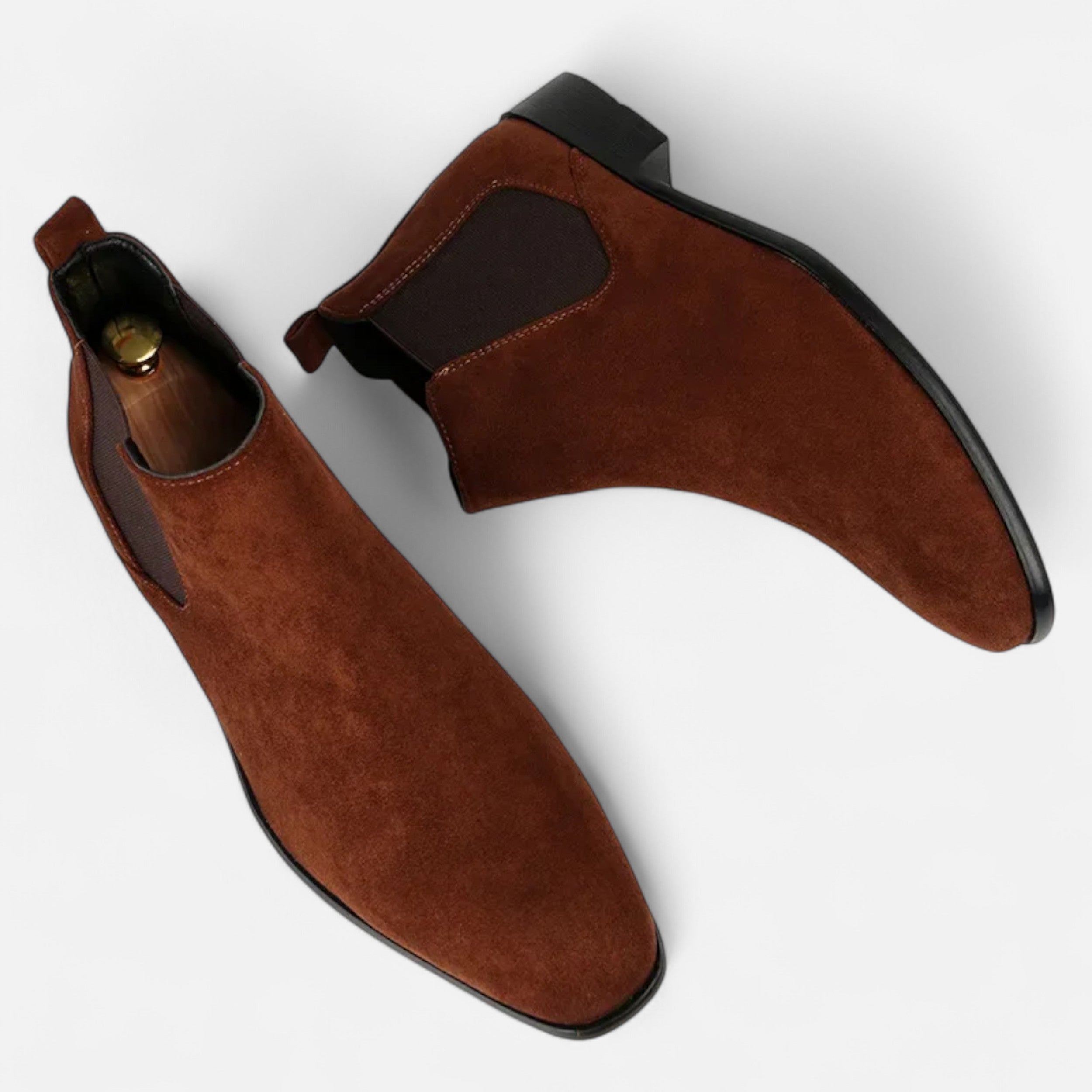 MAROWEN | Men’s Suede Square-Toe Chelsea Boots
