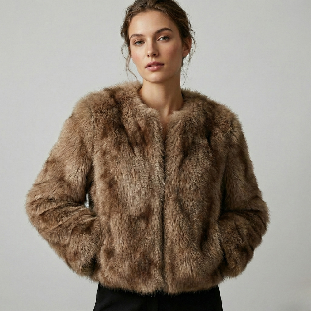 MAROWEN | Women’s Warm and Luxurious Short Faux Fur Jacket