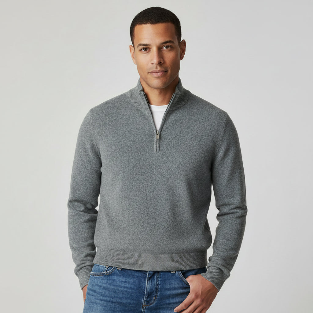 MAROWEN | Men’s Slim Knitted Sweater Quarter-Zip