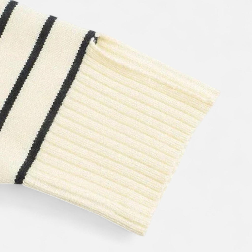 MAROWEN | Women’s Half-Zip Wool Sweater with Striped Design