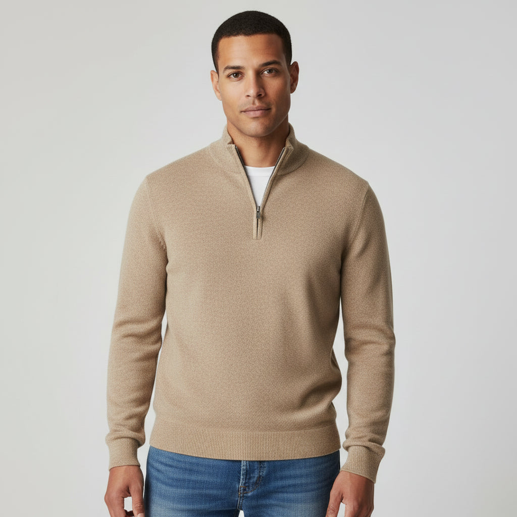 MAROWEN | Men’s Slim Knitted Sweater Quarter-Zip